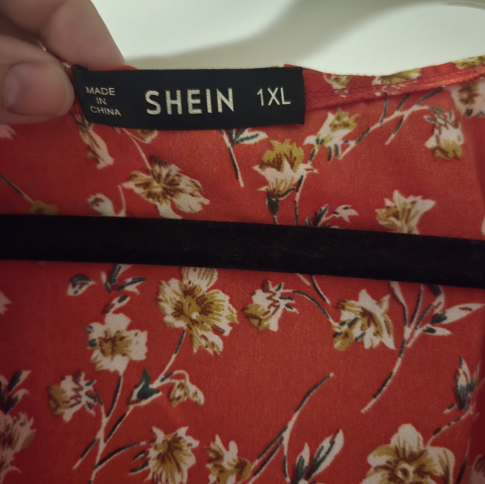SHEIN Red Floral Ruffle Mini Dress - Picture 2 of 4